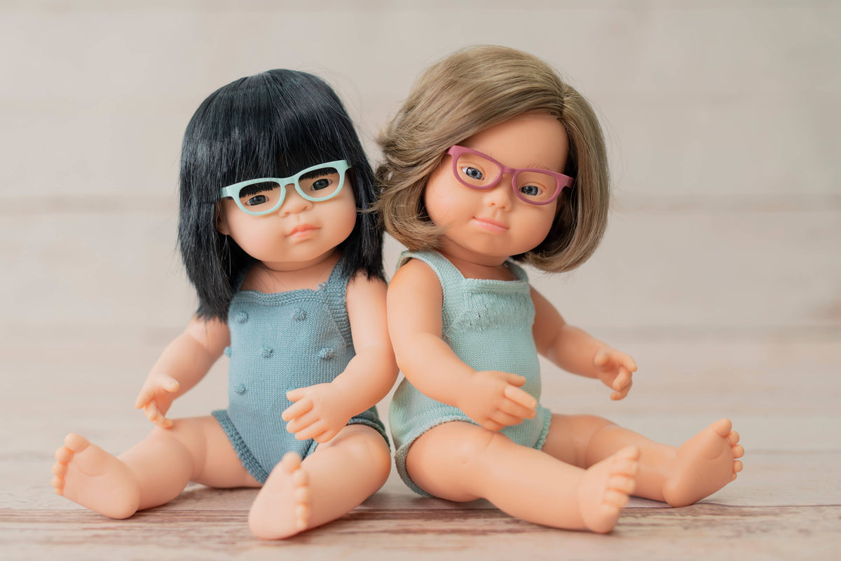 Turquoise Doll Glasses (alternate angle) — Little Mamas Nursery