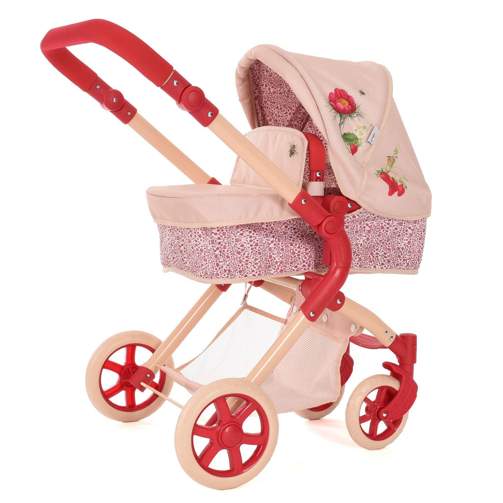Roma RHS Single Doll Pram - Flora Collection (close-up) — Little Mamas Nursery