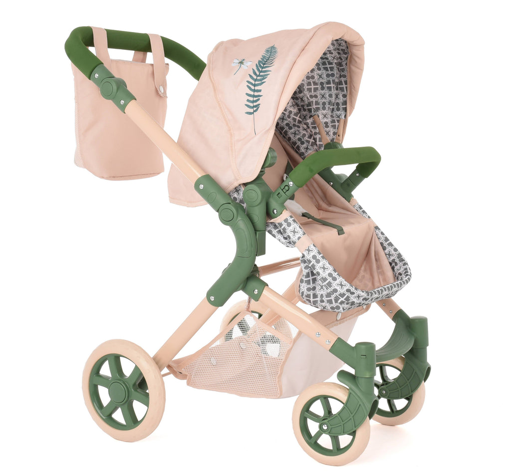 Roma RHS Single Doll Pram - Fern Collection (close-up) — Little Mamas Nursery