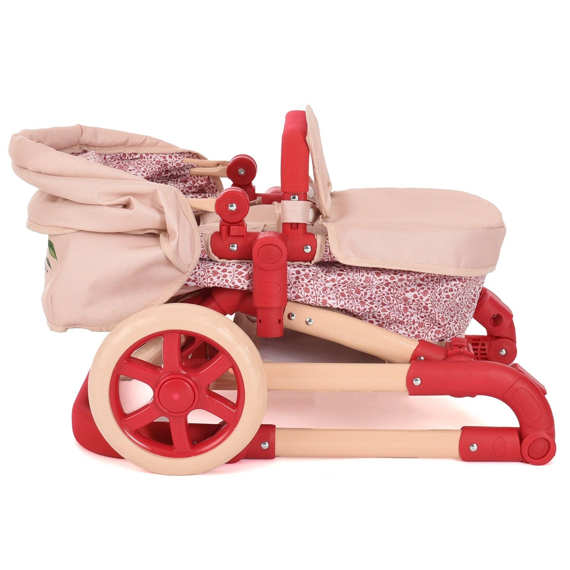 Roma RHS Single Doll Pram - Flora Collection (front view) — Little Mamas Nursery
