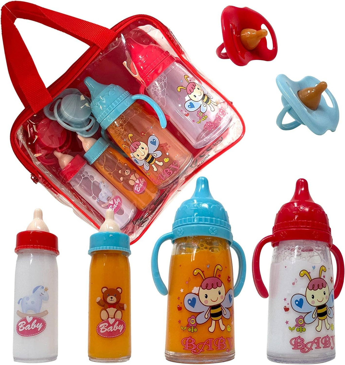 NYDC Magic Disappearing Milk & Juice Baby Doll Bottle Set | 6 Pieces