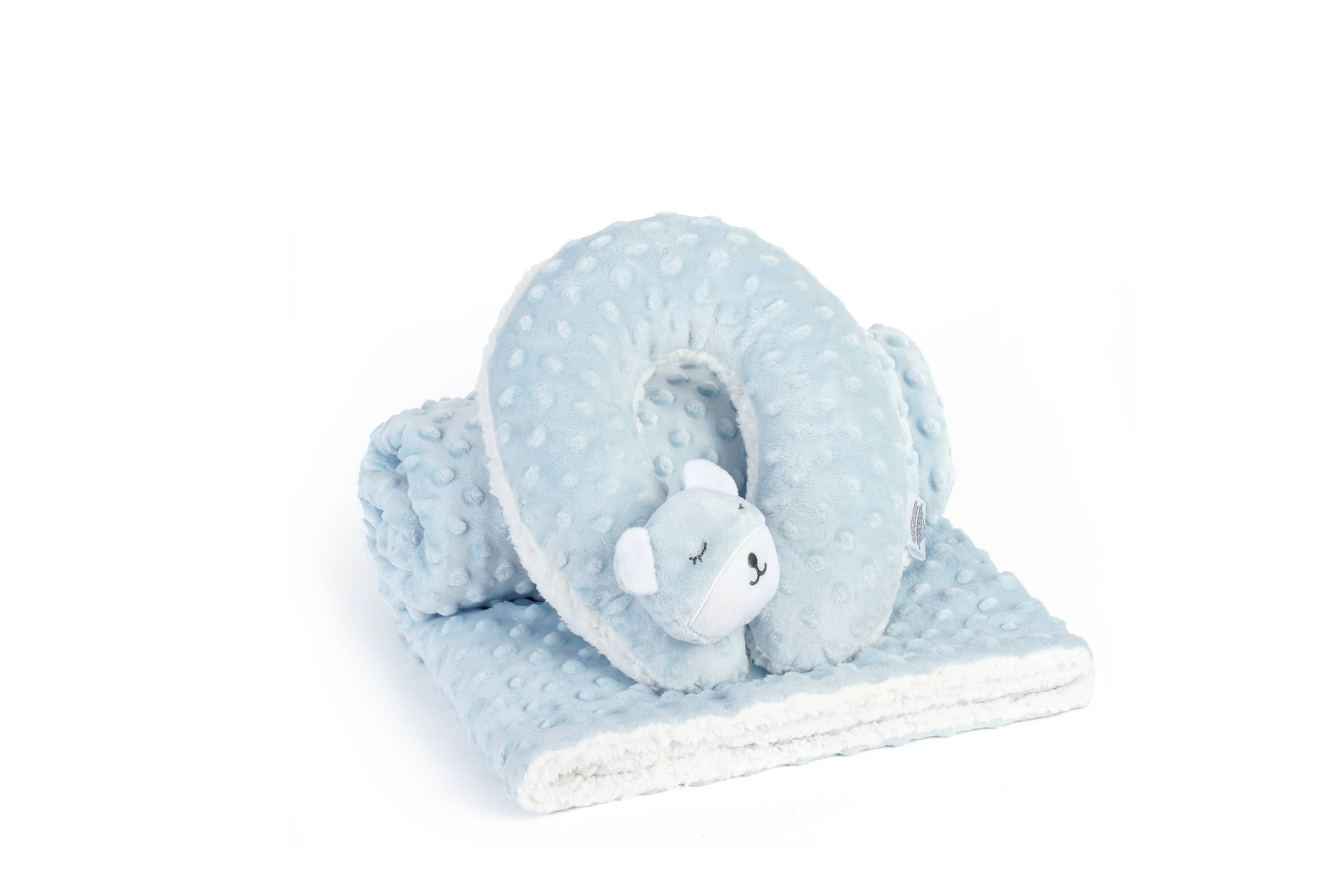 Blue Sleepy Bear Baby Blanket & Neck Pillow Set — Little Mamas Nursery