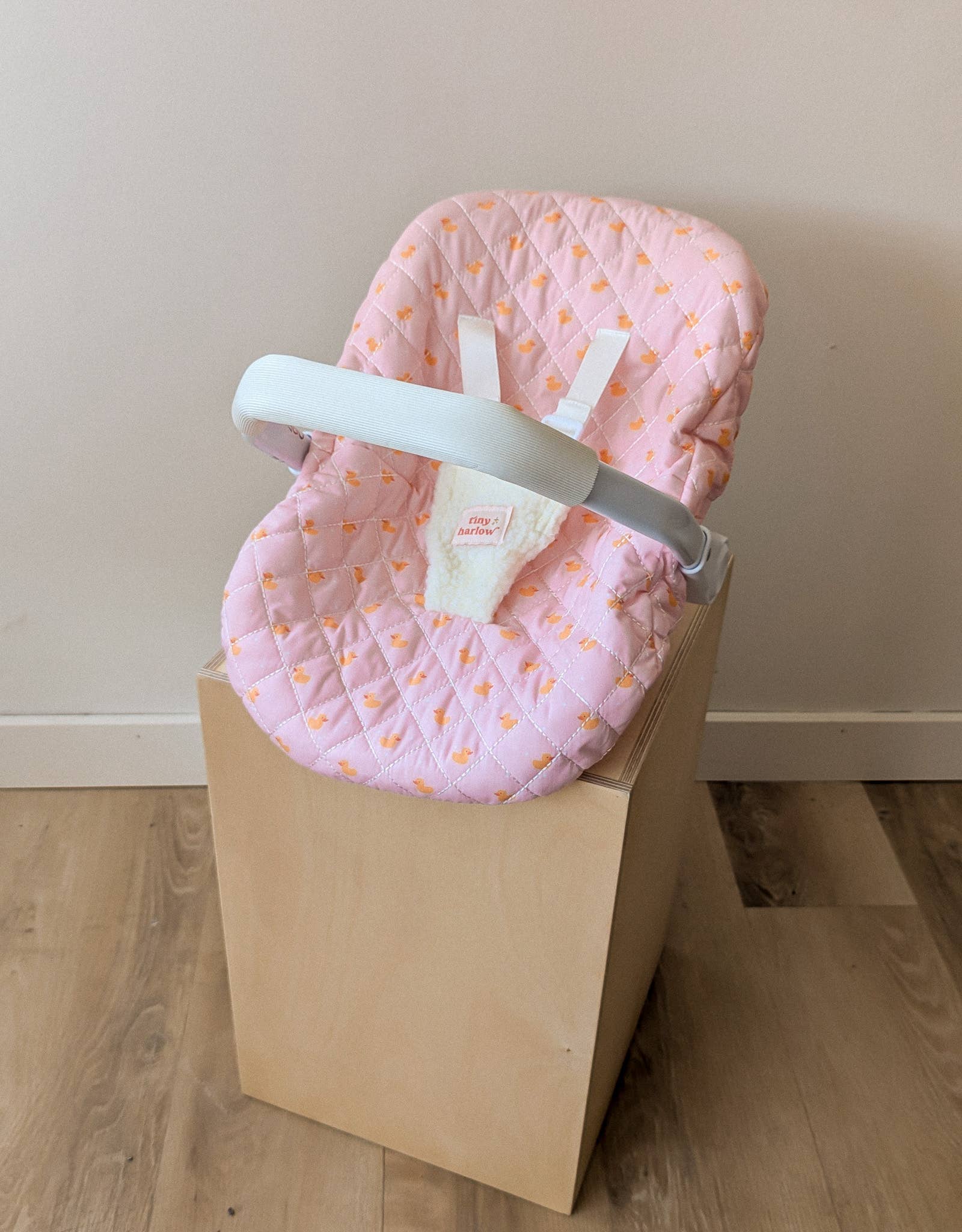 Tiny Harlow Car Seat - Pink Ducky (front view) — Little Mamas Nursery